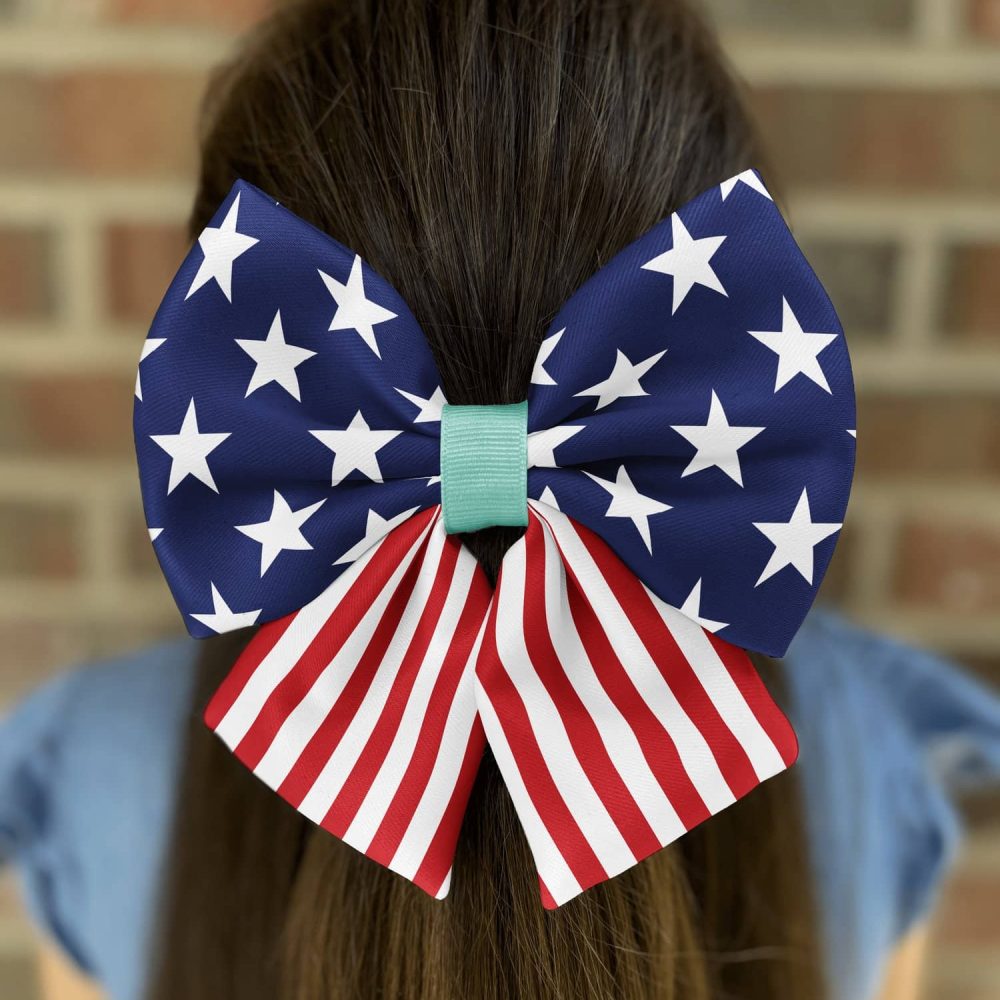 Hair bow with American flag design