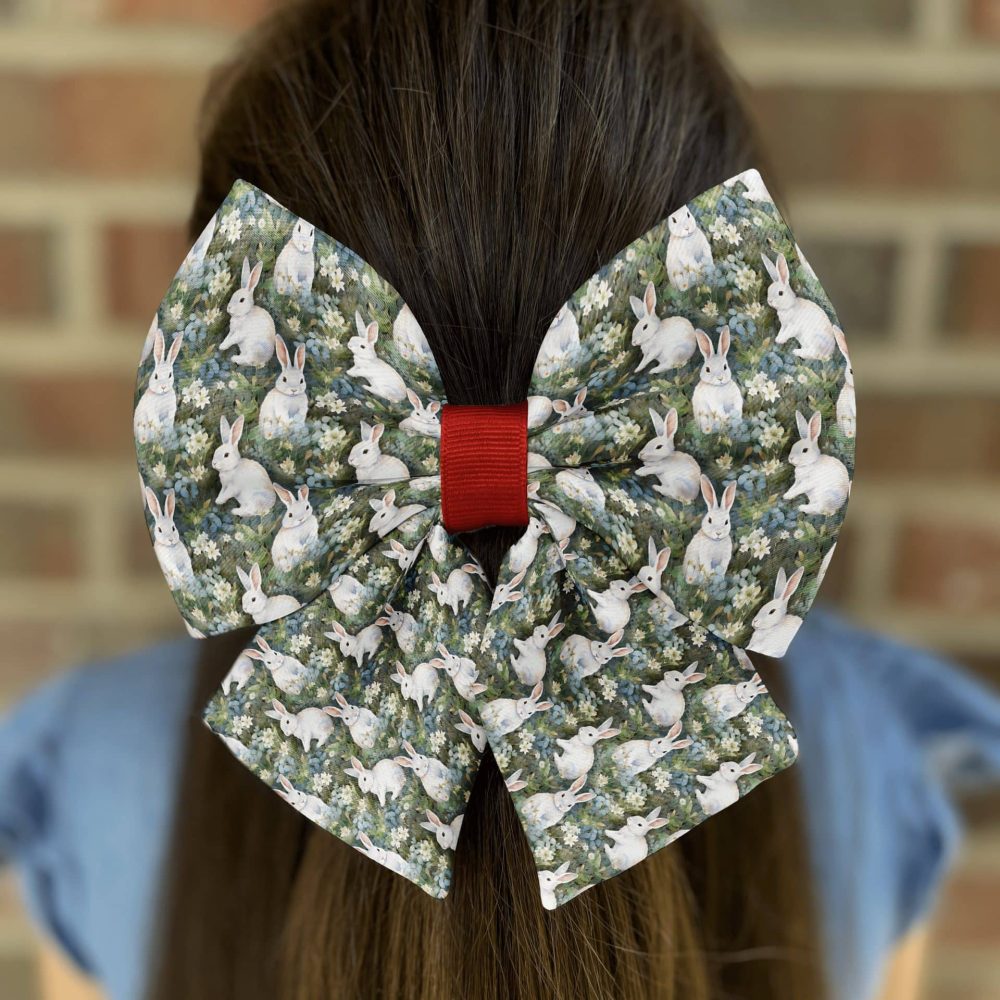 Hair bow with rabbit pattern