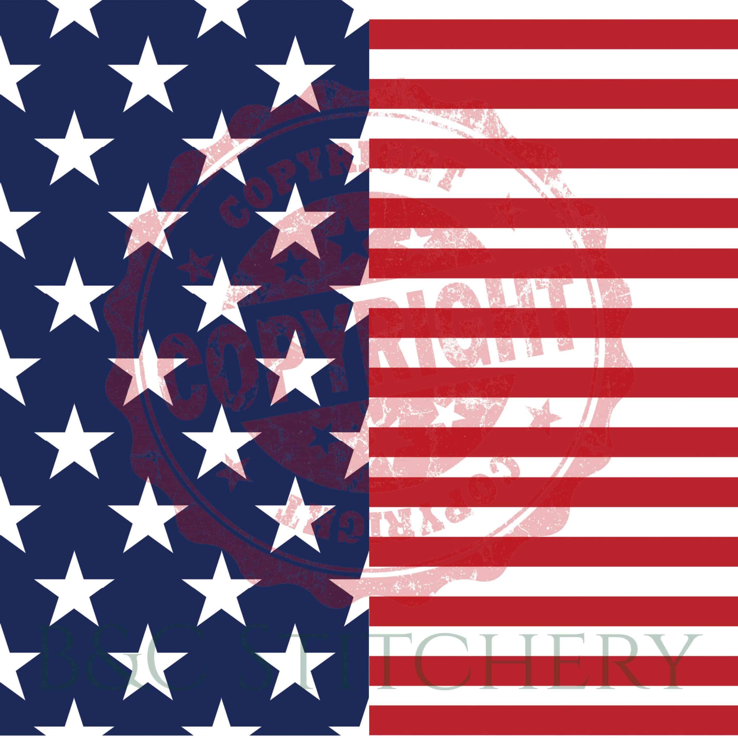 American flag with copyright stamp overlay