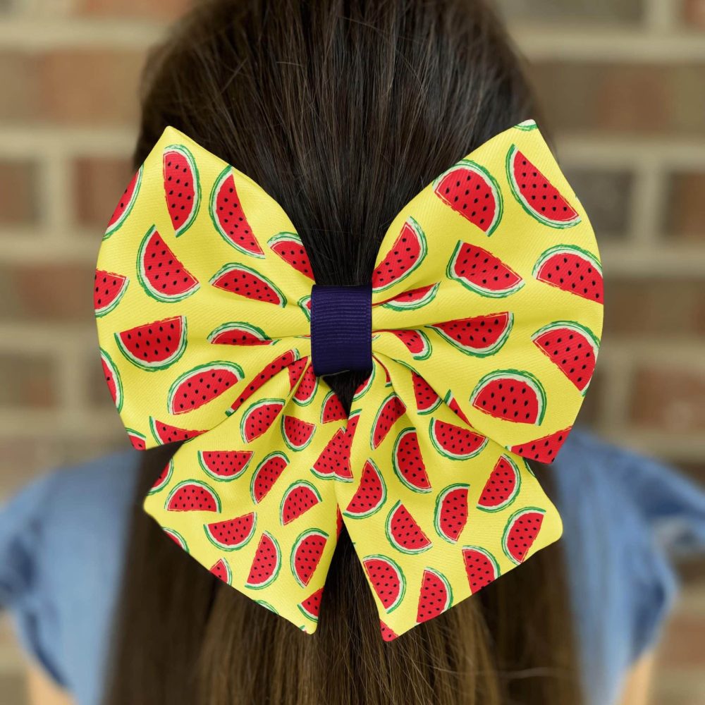 Watermelon patterned bow in hair