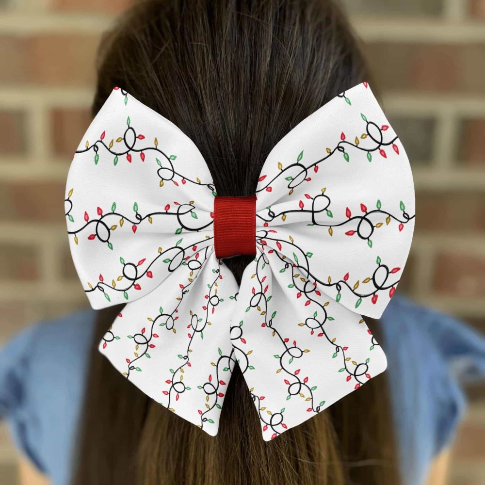 Hair bow with Christmas lights design