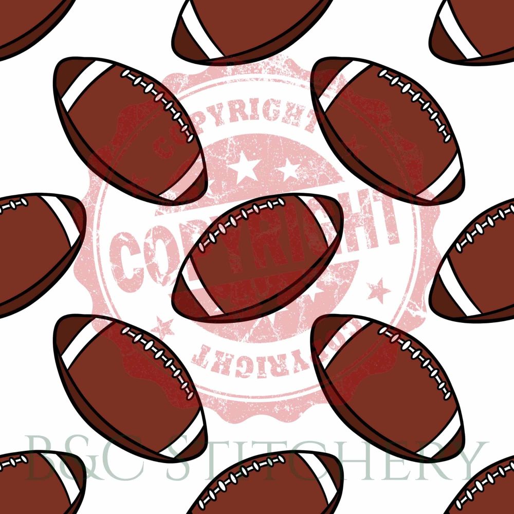 Pattern of footballs on white background.