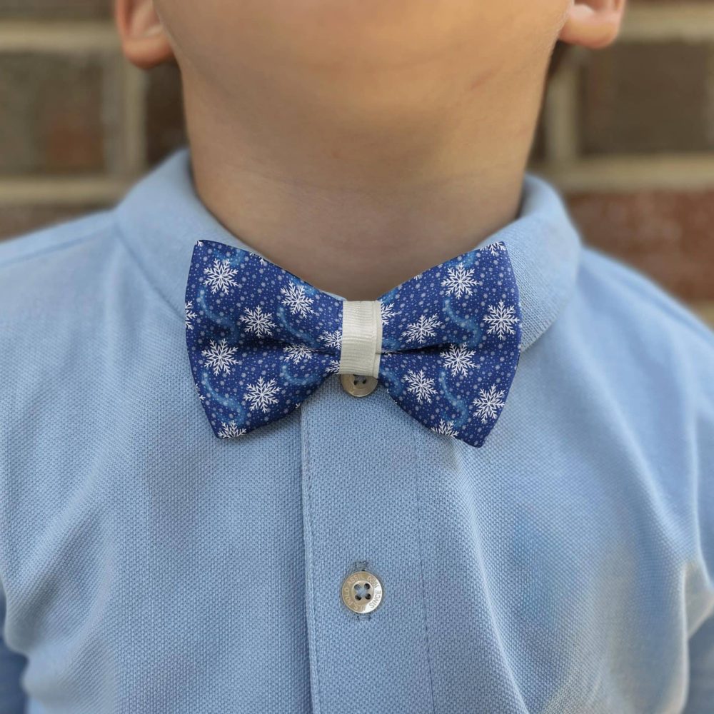 Child wearing blue bow tie and shirt