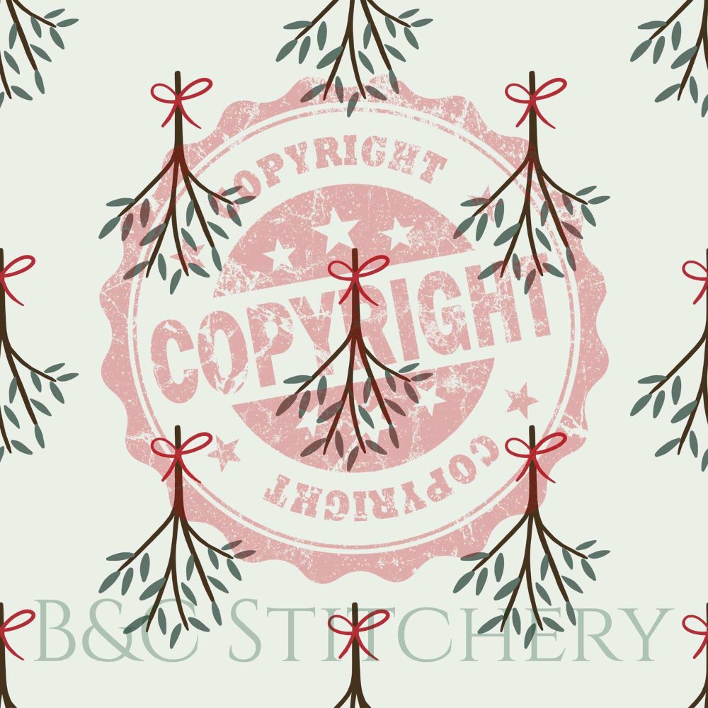 Vintage mistletoe pattern with copyright stamp