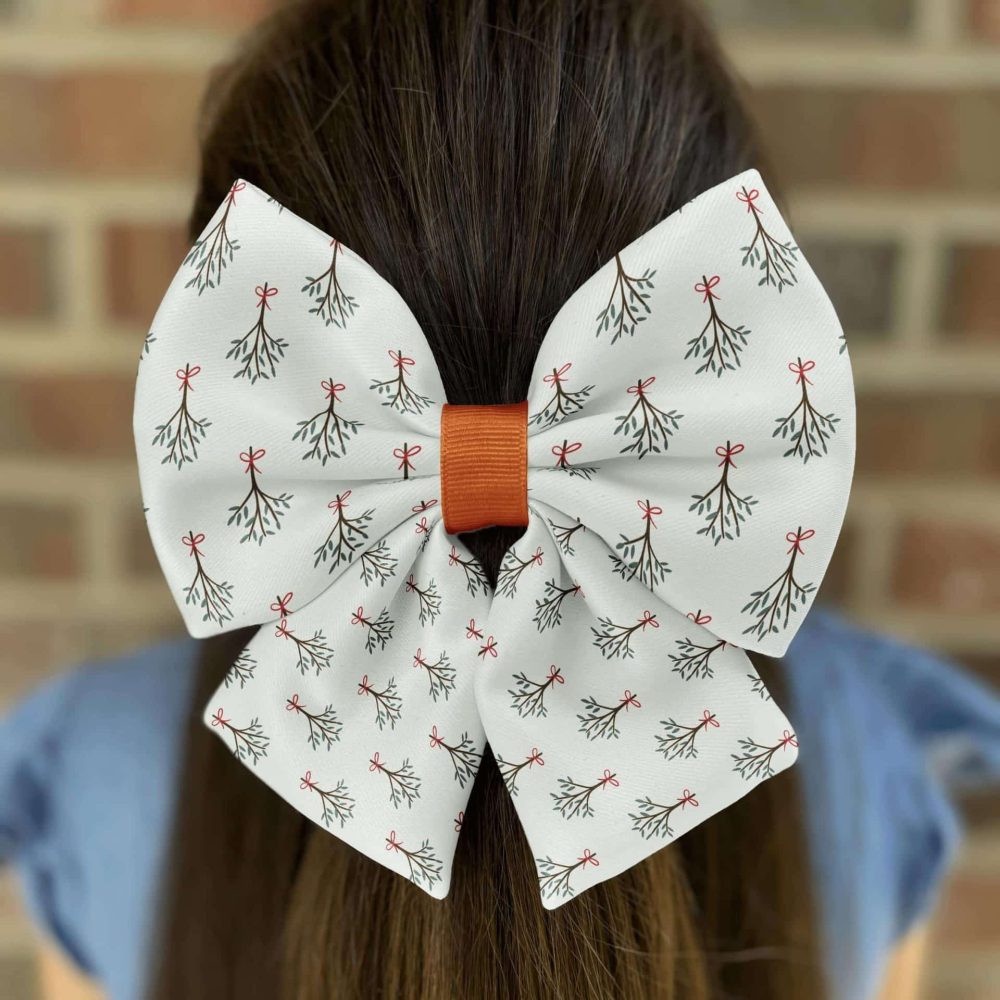 Girl with large bow hair accessory