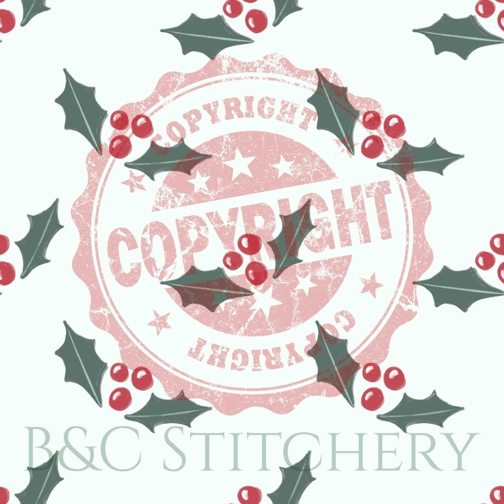 Holly pattern with copyright stamp overlay